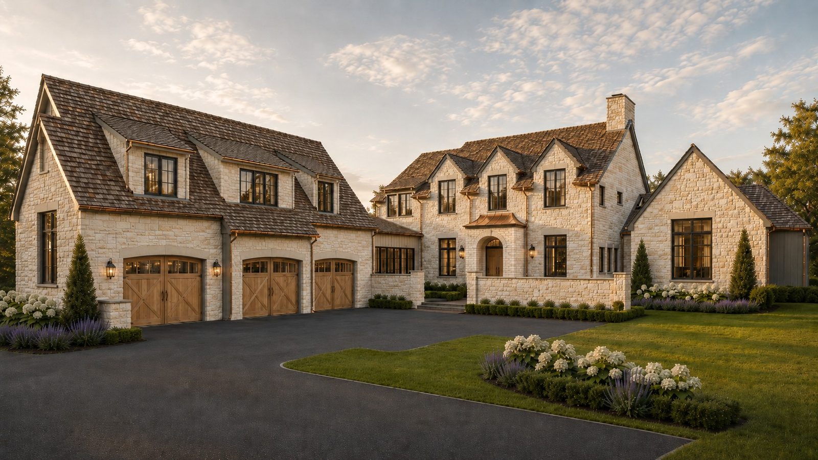 Front approach and garage · Kruglak Residence (rendering)