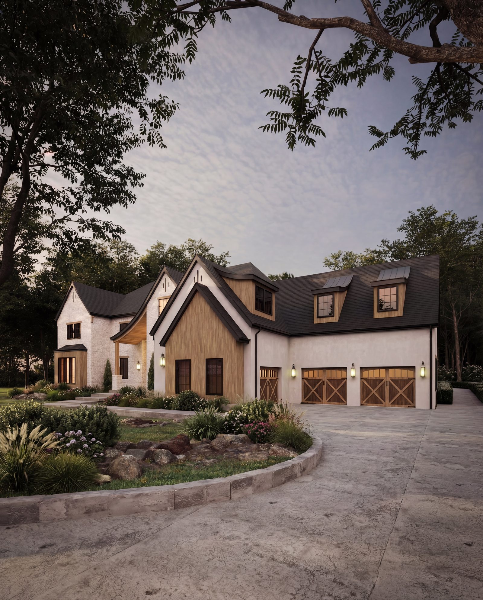 Front approach and garage · Malinka Lot 2 (rendering)