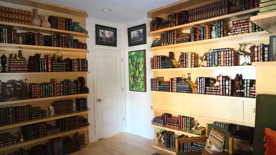 Floor-to-ceiling built-in library shelves, Heber City, Utah